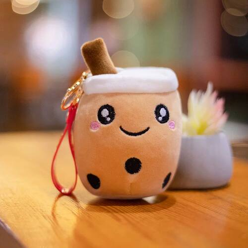 Kawaii Bubble Tea Keychain Soft Plush Toy Keychain Stuffed B