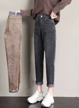 Winter Jeans for Women Velvet Thick Warm Denim Pants High Wa