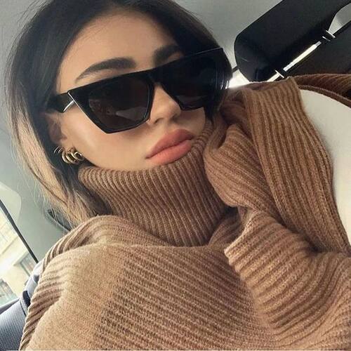 New Square Sunglasses Woman Black Cat Eye Brand Designer Sun