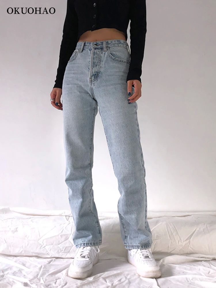 2022 High Waist Baggy Jeans Women Casual Straight Leg Loose 女装/女士精品 牛仔裤 原图主图