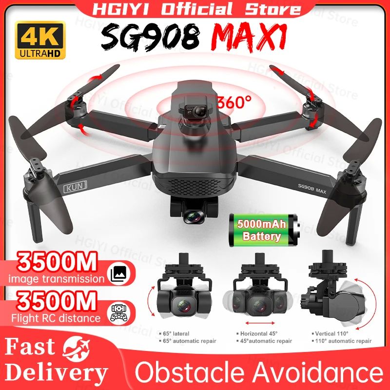 HGIYI SG908 Max Drone 4K Profesional 3-Axis Gimbal Obstacle