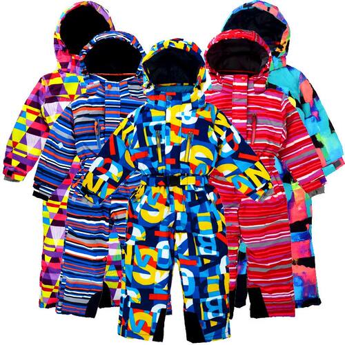 2023 children's winter outdoor one-piece ski suit, wind and