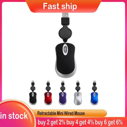 NEW Retractable  Wired Mouse Ultra-lightweight Design USB Ga