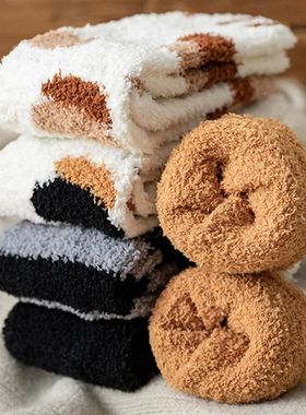 Winter Socks Women Thick Coral fleece Warm Socks Animal Cat