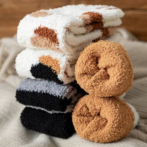 Winter Socks Women Thick Coral fleece Warm Socks Animal Cat