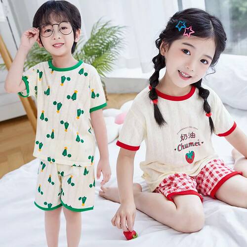 Boys Girls Pajamas New Summer Short Sleeve Children's Clothi