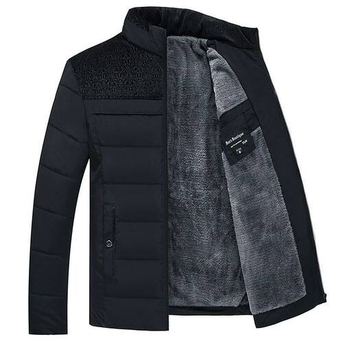 Men's Plush Thickened Parkas Stand Collar Winter Jacket Men'