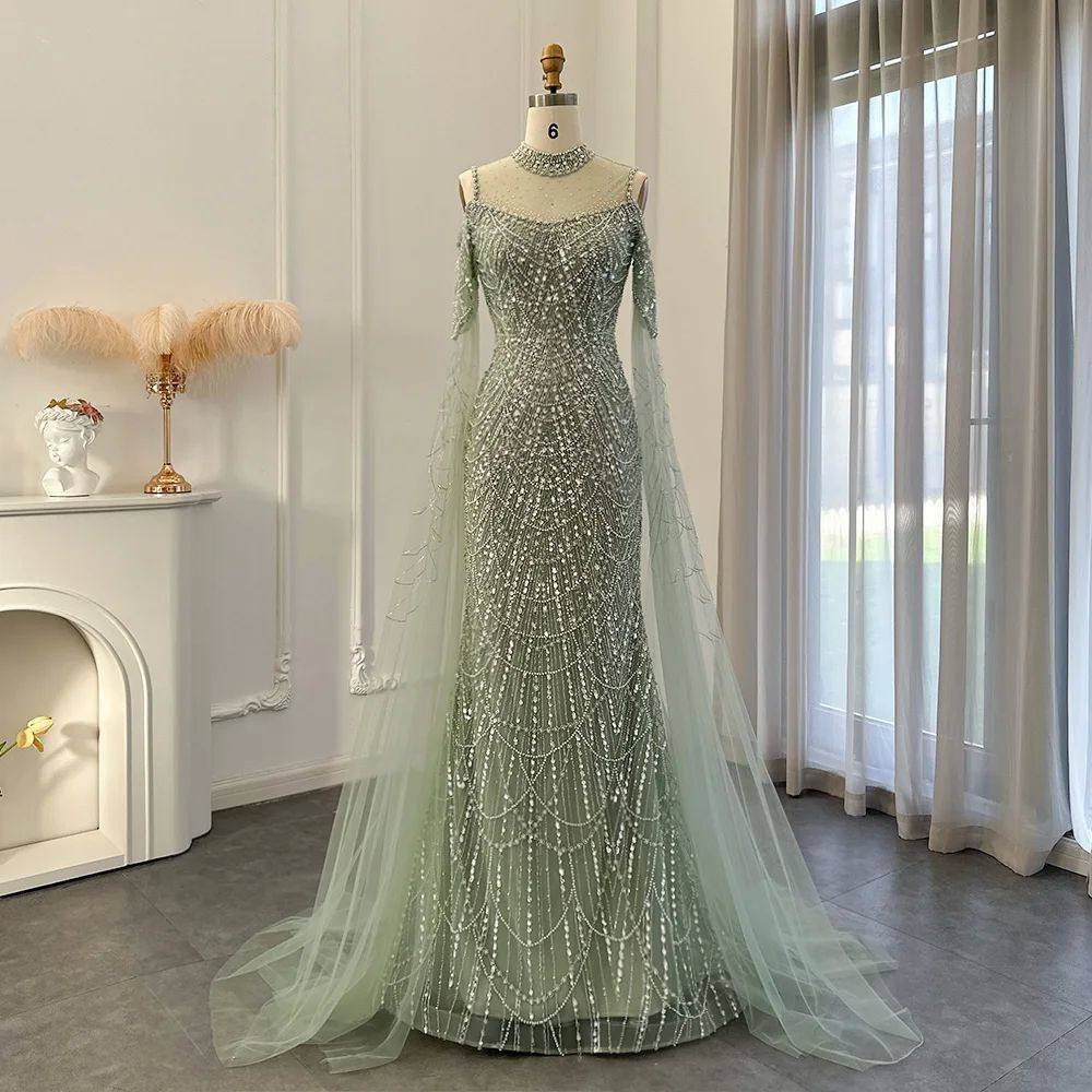 Sharon Said Sage Green Mermaid Luxury Dubai Evening Dress wi