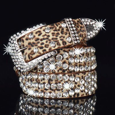 Fashion Rhinestone Studded Belts for Women White Women's Bel