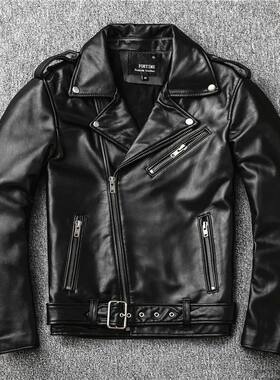 Classical Perfecto Jacket Motorcycle leather Jacket Men 100%