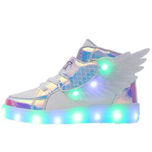 Waterproof Leather Kids Luminous Shoes Sneakers Led Light Sh
