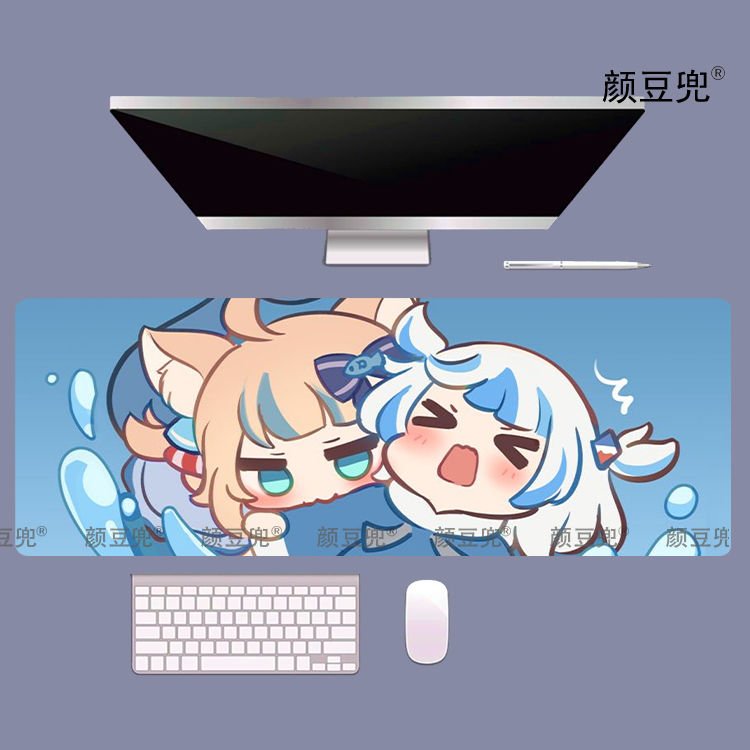 猫鲨Sameko Saba鲨鱼娘古拉周边 鼠标垫大号电脑键盘垫电竞桌垫软