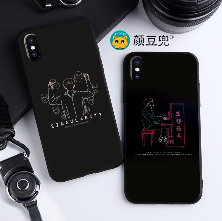 金泰亨SUGA闵玧其XR适用苹果XS MAX手机壳8plus防弹少年6华为30软