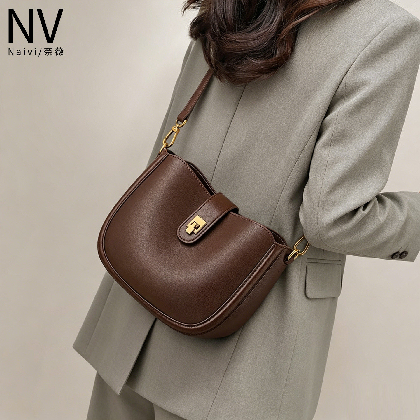 NV包包女款2026新款夏季真皮女包时尚百搭斜挎包通勤马鞍包