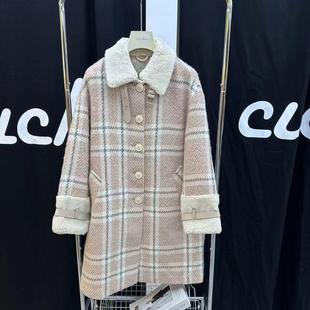 12.14 CY206328G781 撞色格子大衣 cuch