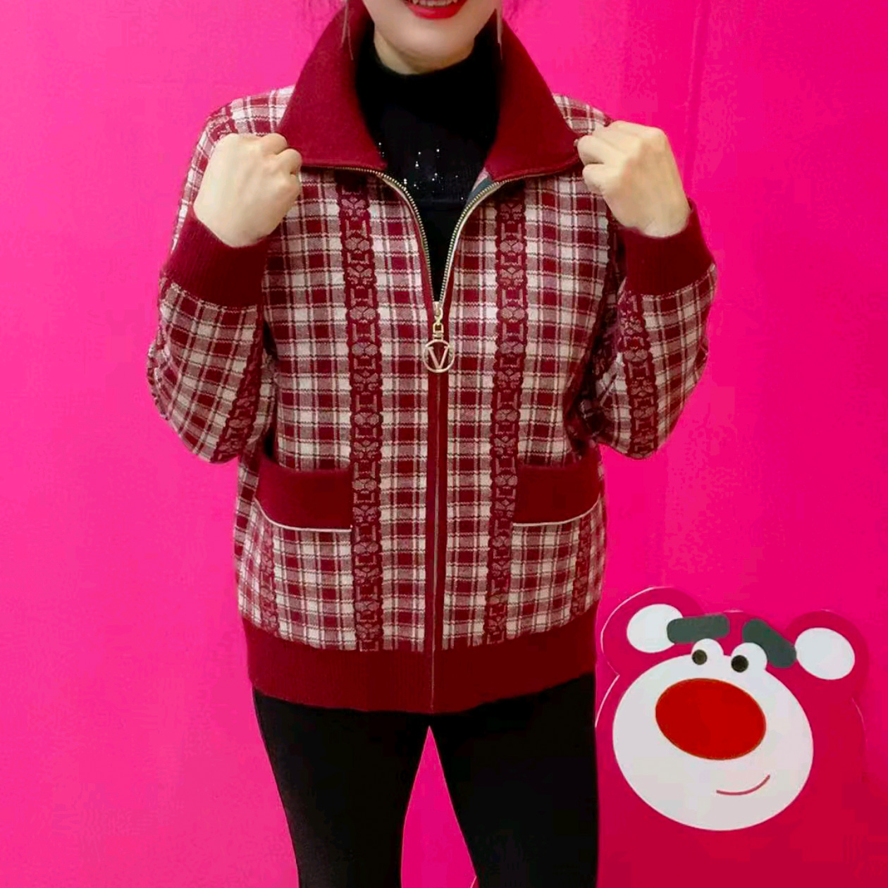 中老年女装时尚休闲针织开衫