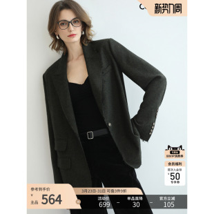 COCOBELLA质感通勤羊毛外套女秋冬时尚 SI1260 毛边OL正肩毛呢西装