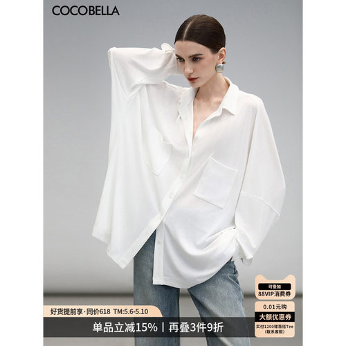 COCOBELLA微透视蝙蝠袖衬衫