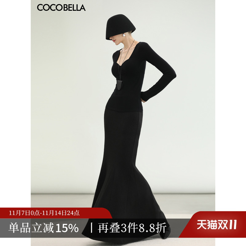 成熟大女人超长鱼尾针织长裙