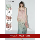 COCOBELLA度假风渐变晕染吊带裙女手工编织肩带连衣裙长裙FR7057
