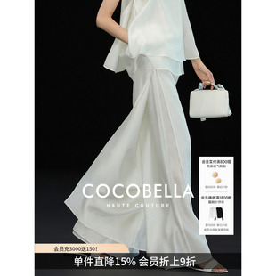 预售CCOCOBELLA设计感侧开衩醋酸阔腿裤女夏莱赛尔防透长裤PA0053