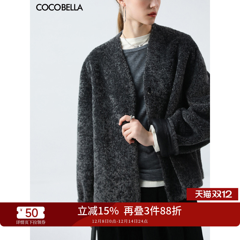 COCOBELLA仿拉贡环保皮草外套