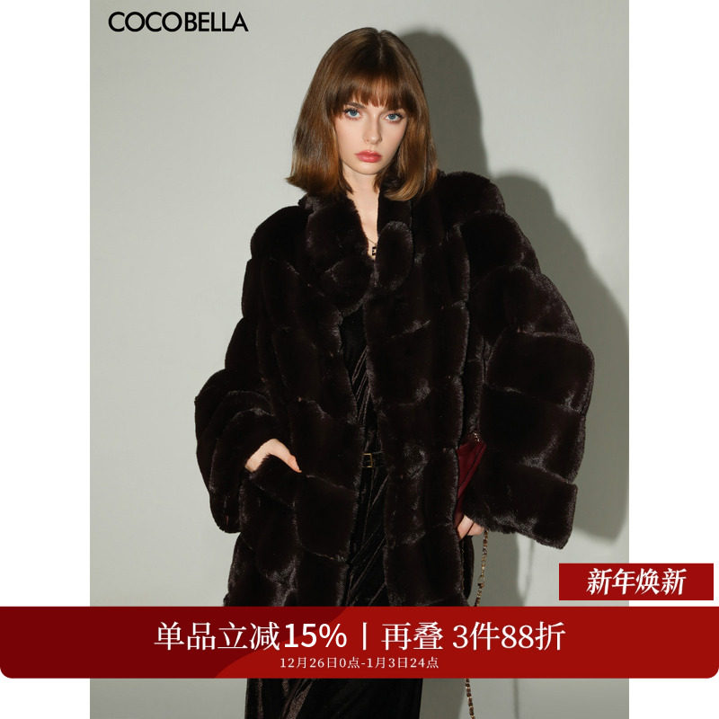 COCOBELLA仿紫貂环保皮草外套