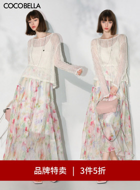 【3件5折】COCOBELLA精致镂空微透视针织衫打底蕾丝罩衫TS0021