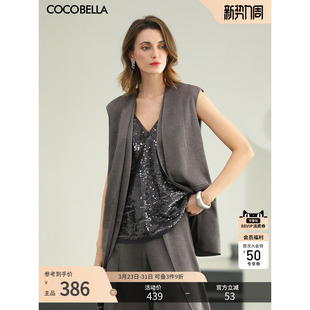 马甲26春通勤马夹上衣WS7005A 假两件西装 COCOBELLA 100%醋酸