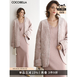裸领上衣MF3036 COCOBELLA国风祥云丝绒刺绣棉服外套女年轻新中式