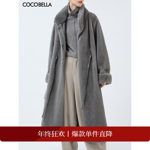 大衣FU3008 COCOBELLA仿天鹅绒整貂环保皮草外套女长款 折扣季
