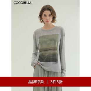 T恤baby肤感打底衫 COCOBELLA印象派印花毛边长袖 TS3018 3件5折