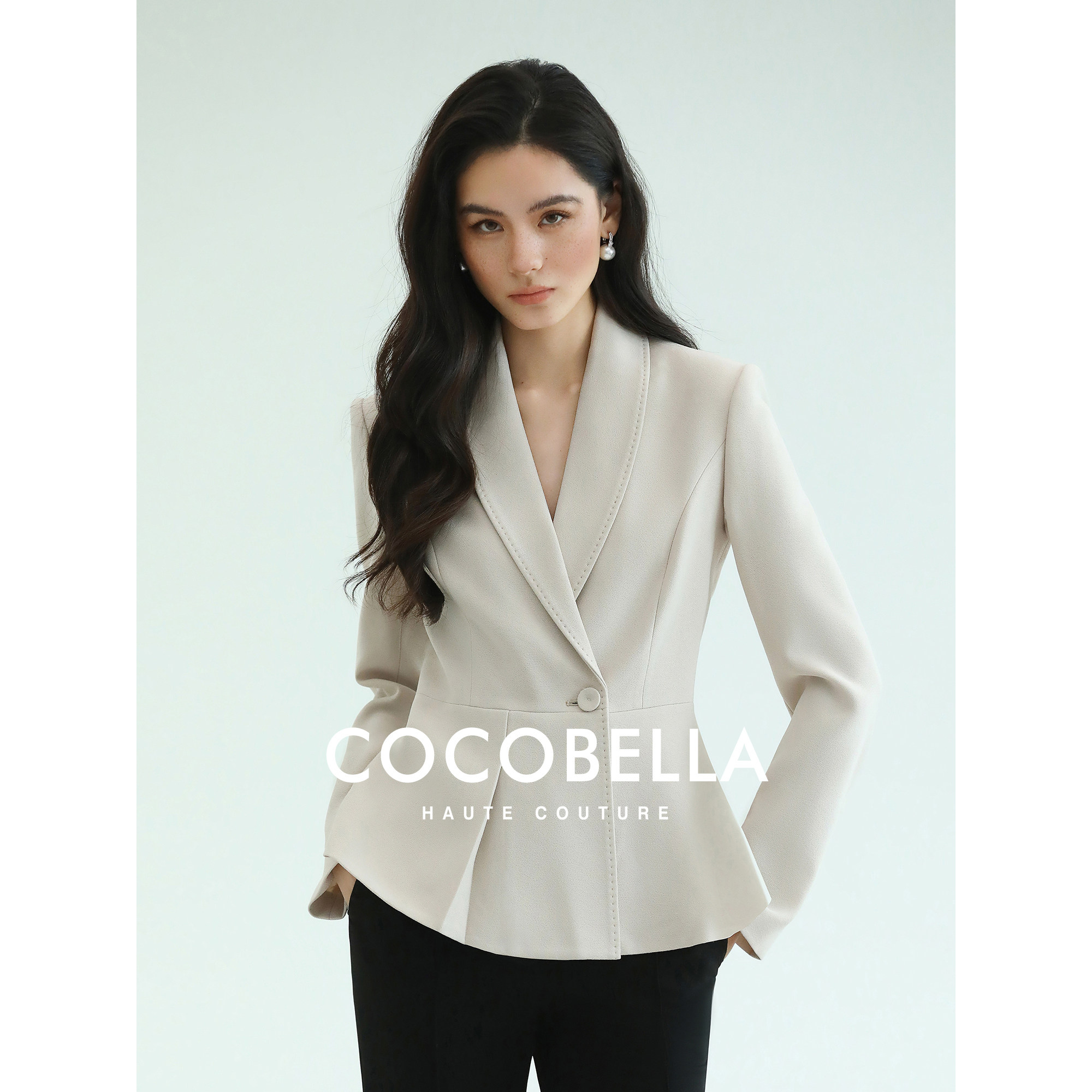 COCOBELLA【美国naia醋酸】精致通勤西装外套女收腰短款上衣