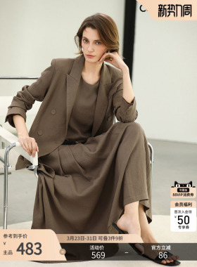 COCOBELLA静奢老钱风休闲西装女气质棉麻风通勤西服外套SI0015