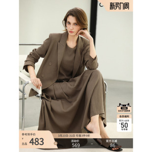 COCOBELLA静奢老钱风休闲西装 女气质棉麻风通勤西服外套SI0015