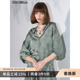 女双面穿长袖 COCOBELLA 印花衬衫 新中式 立领上衣SR0052 只此青绿