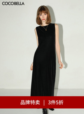 【3件5折】COCOBELLA赫本风丝绒小黑裙连衣裙女无袖背心裙FR3070