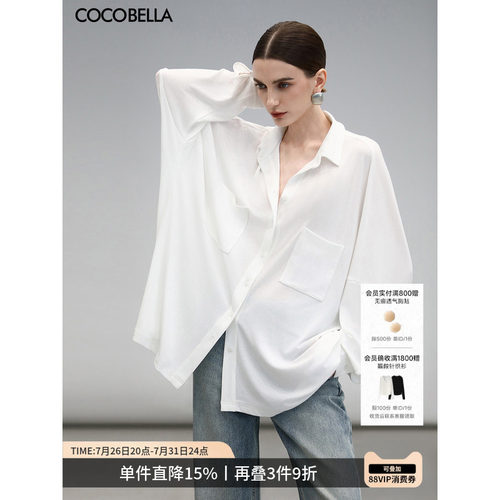 COCOBELLA微透视蝙蝠袖衬衫