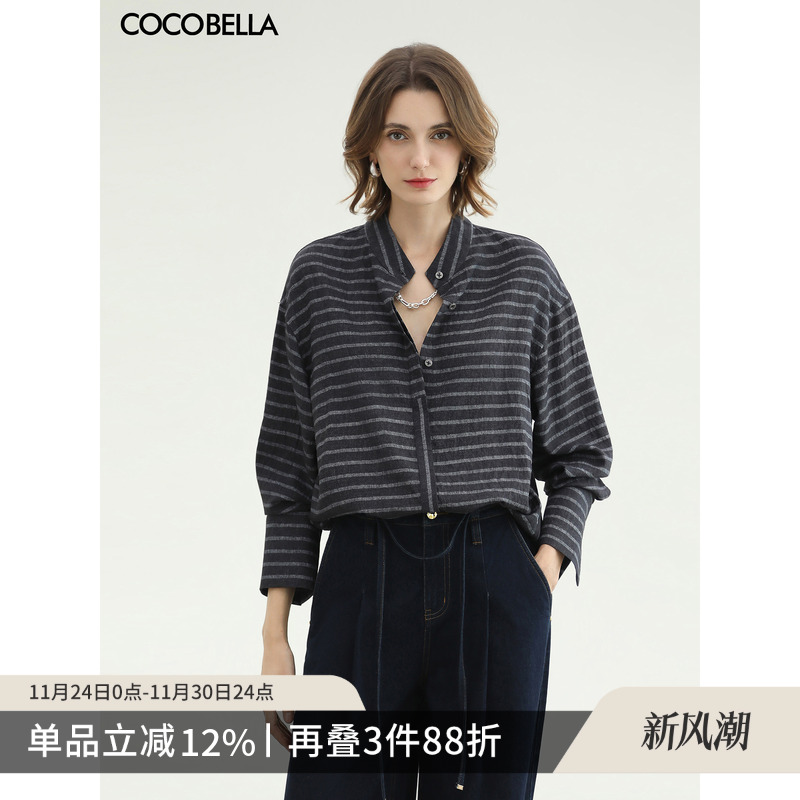 知识分子风松弛条纹衬衫