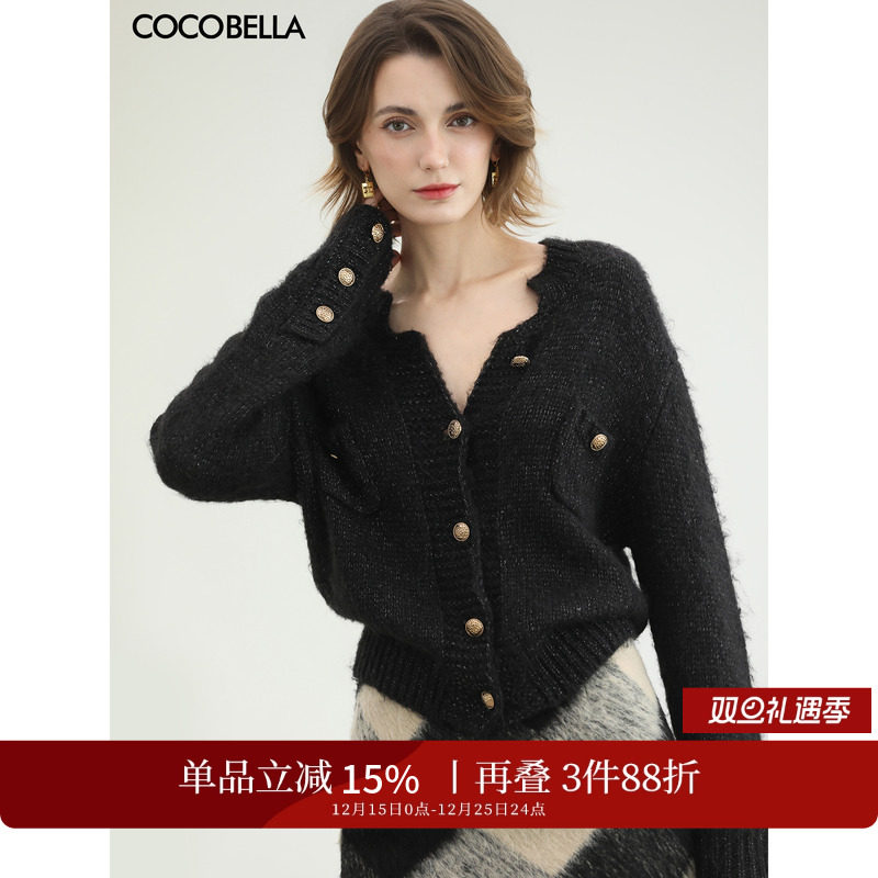 小香风亮丝银葱针织开衫