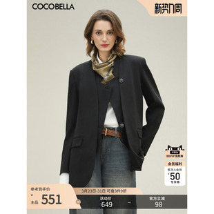 COCOBELLA高智感假两件黑色西装 气质外套SI3223 女OL通勤26春新款