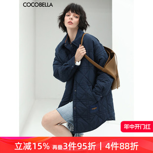 COCOBELLA衬衫 几何绗缝轻型保暖棉服冬撞色标棉衣外套DC910 式