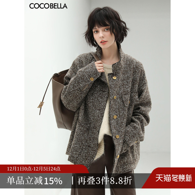 COCOBELLA亮片花纱毛边外套