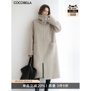 羊毛大衣女冬保暖毛呢外套WL3230 COCOBELLA气质优雅针织高领长款