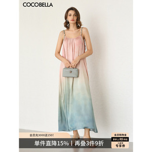 COCOBELLA度假风渐变晕染吊带裙手工编织肩带连衣裙FR7057-4
