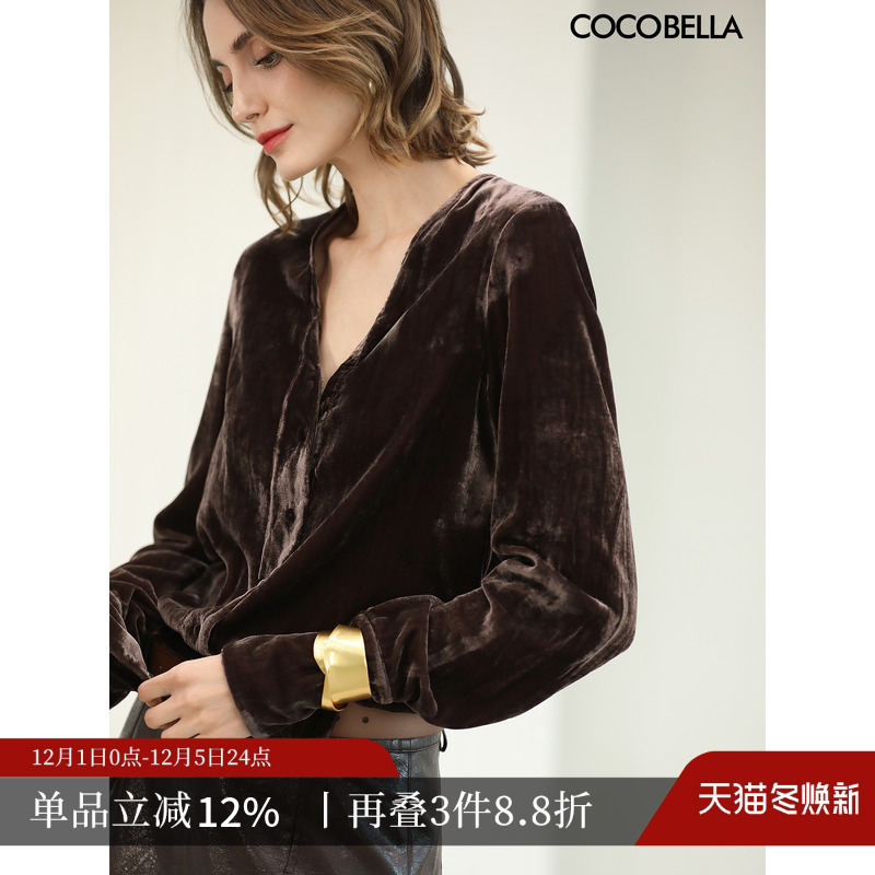 琥珀流光女人味丝绒衬衫