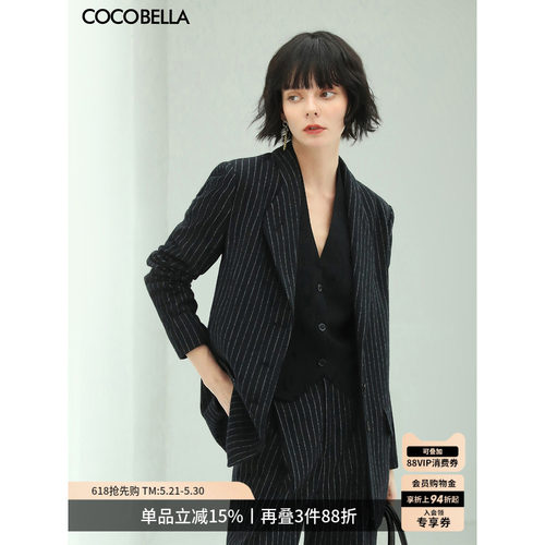 COCOBELLA色织条纹黑色西装