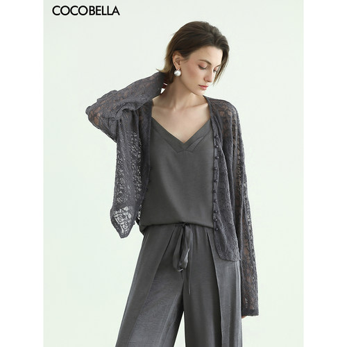 COCOBELLA松弛感弹力蕾丝衫女纸片人肌理感镂空夏针织开衫LC3101 - 封面