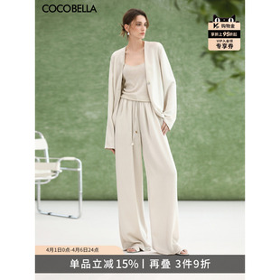 PA3073 子女垂坠阔腿裤 预售COCOBELLA老钱风丝光缎面白色休闲裤