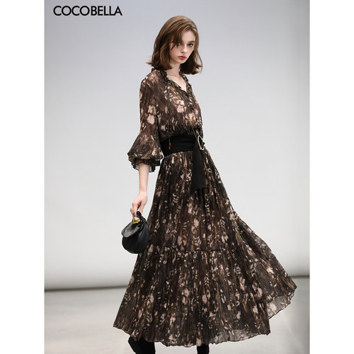 COCOBELLA金丝压褶连衣裙